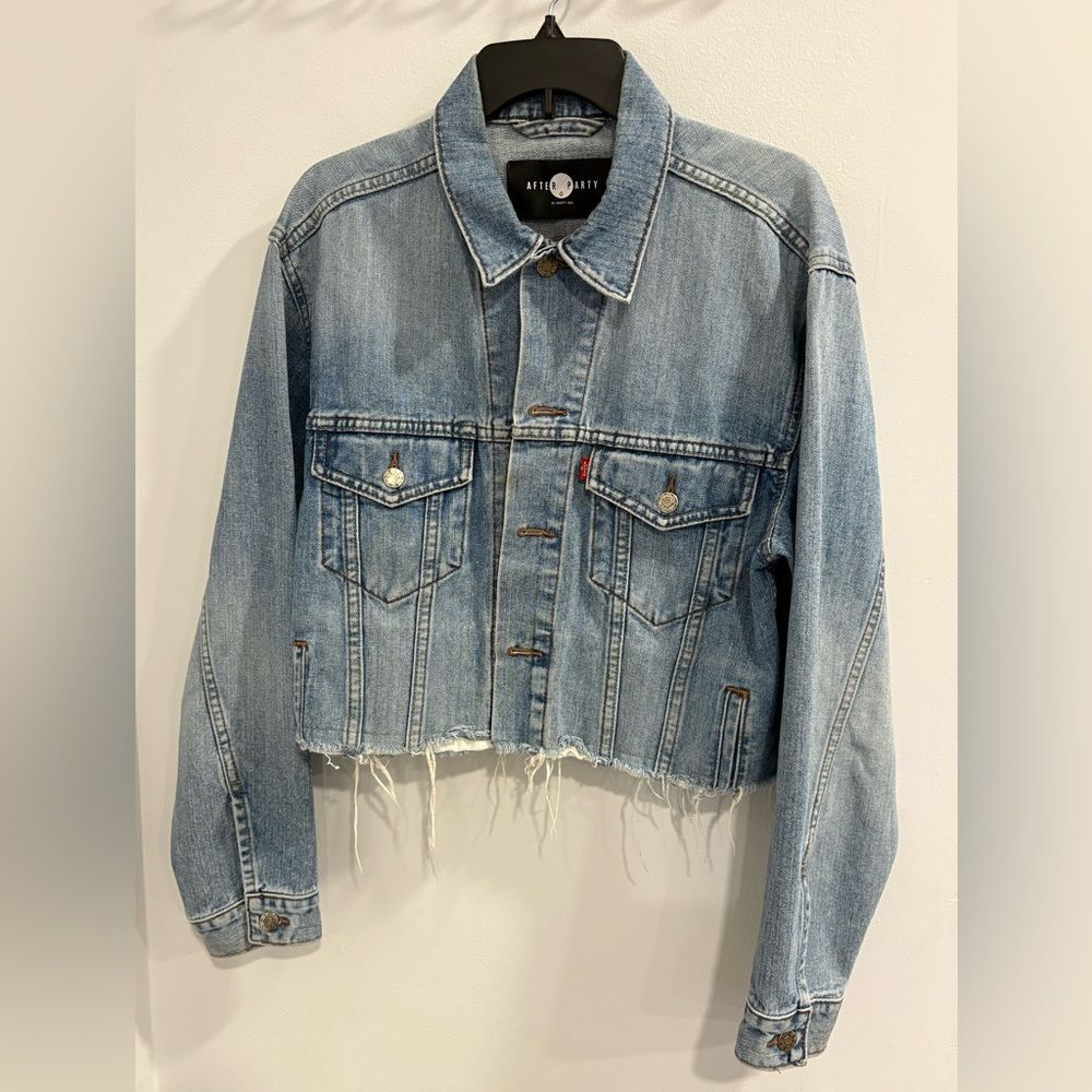 Nasty Gal Light Blue Distressed Cropped Denim Jacket